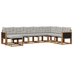 Conjunto de sofás de exterior 8 pcs Natural y Gris Claro