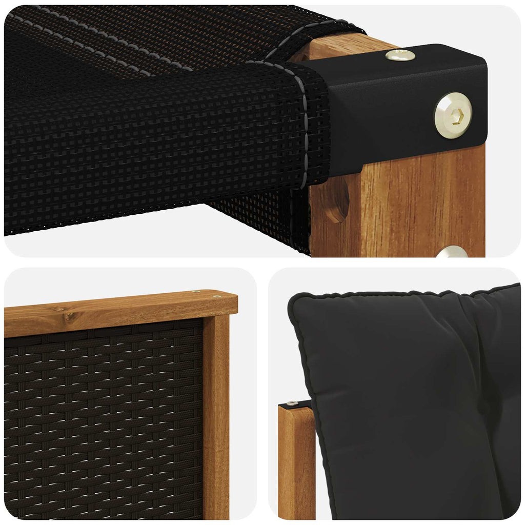 Conjunto de sofás de exterior con cojín 8 pcs Natural y negro
