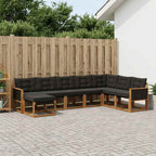 Conjunto de sofás de exterior con cojín 8 pcs Natural y negro