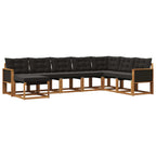 Conjunto de sofás de exterior con cojín 8 pcs Natural y negro