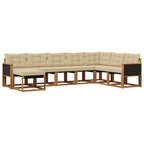 Conjunto de sofás de exterior con cojín 8 pcs Natural y Beige