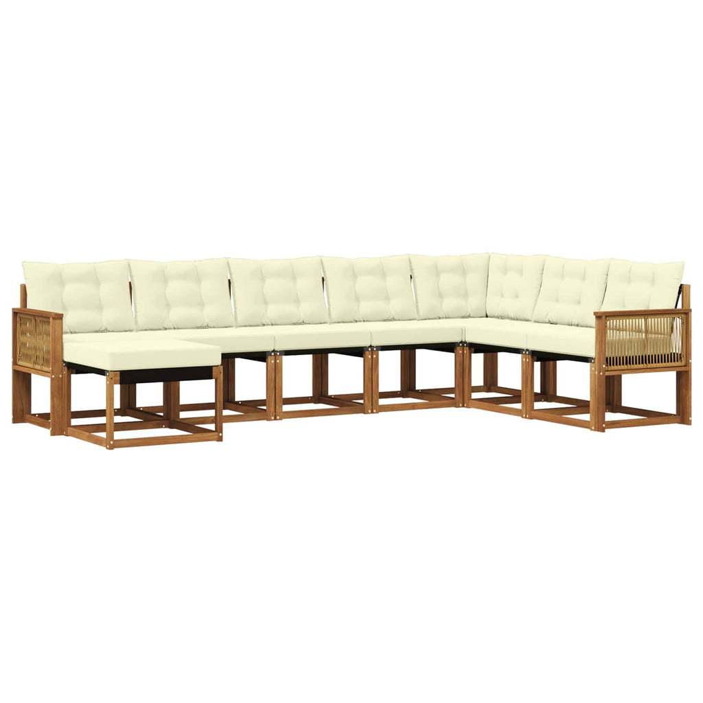 Conjunto de sofás de exterior 8 pcs Natural y Crema
