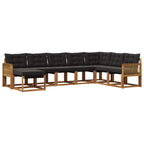 Conjunto de sofás de exterior 8 pcs Natural y negro