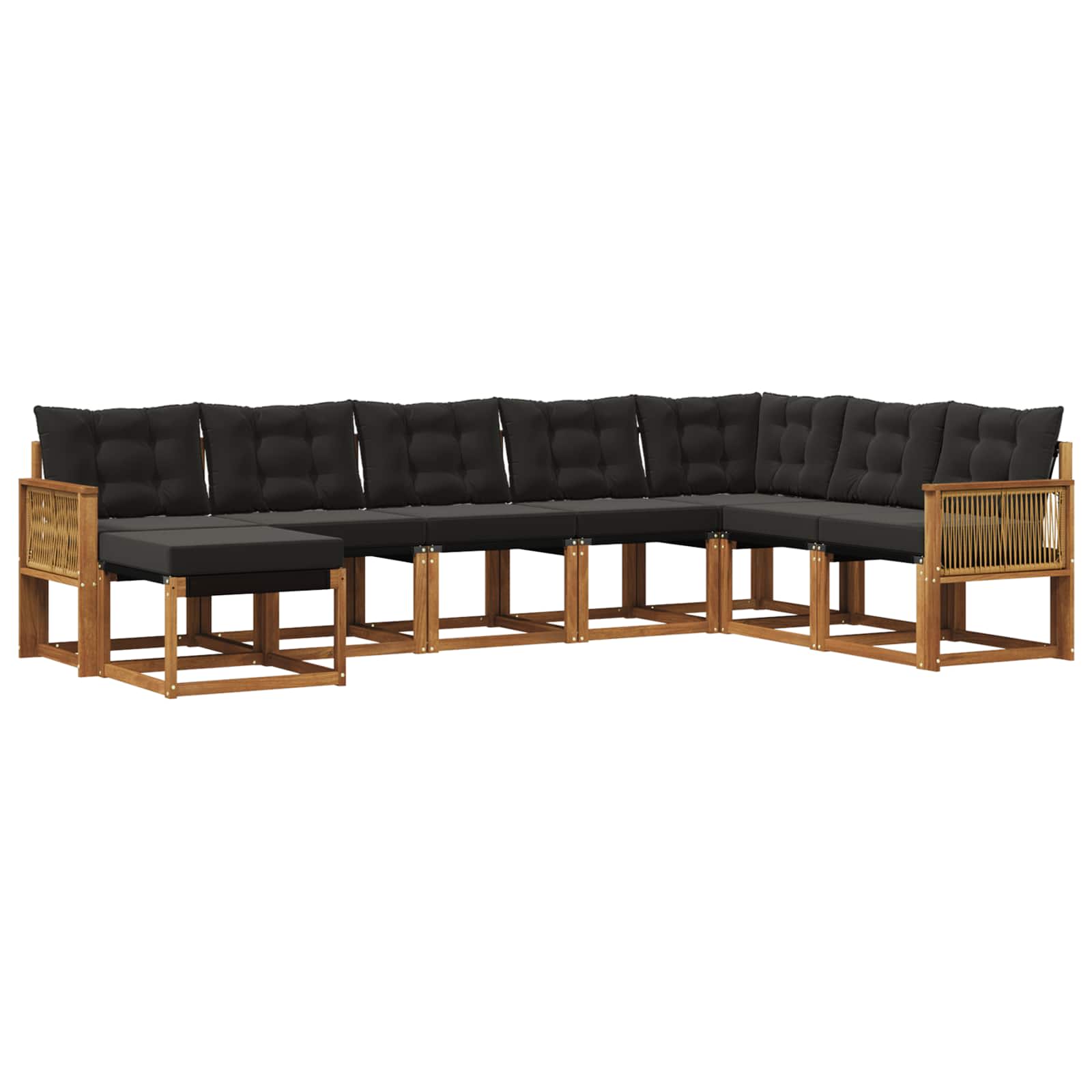 Conjunto de sofás de exterior 8 pcs Natural y negro