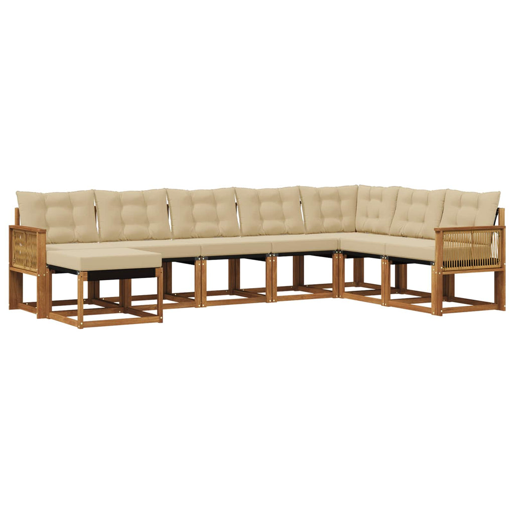 Conjunto de sofás de exterior 8 pcs Natural y Beige