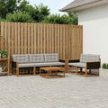 Conjunto de sofás de exterior 6 pcs Natural y Gris Claro