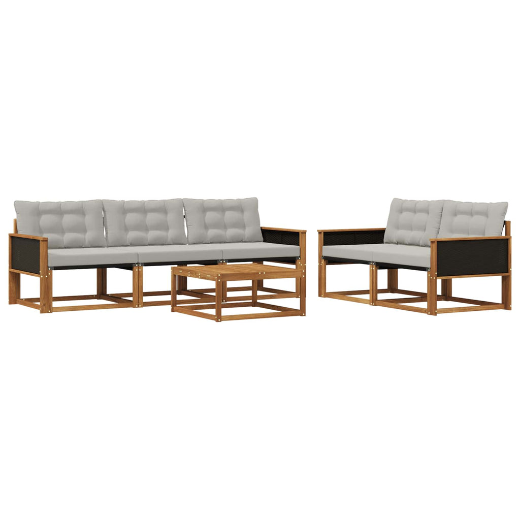 Conjunto de sofás de exterior 6 pcs Natural y Gris Claro