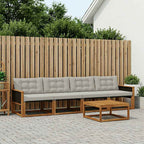 Conjunto de sofás de exterior 7 pcs Natural y Antracita