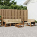 Conjunto de sofás de exterior con cojín 7 pcs Natural y Beige