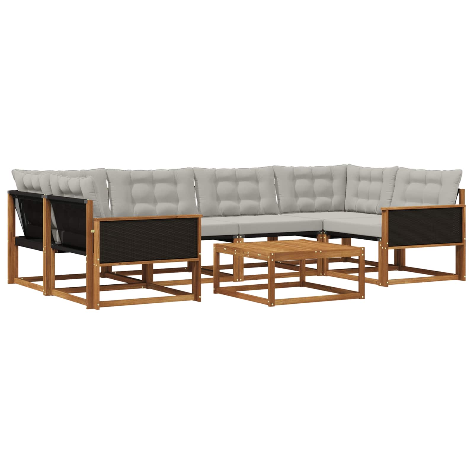 Conjunto de sofás de exterior 7 pcs Natural y Gris Claro