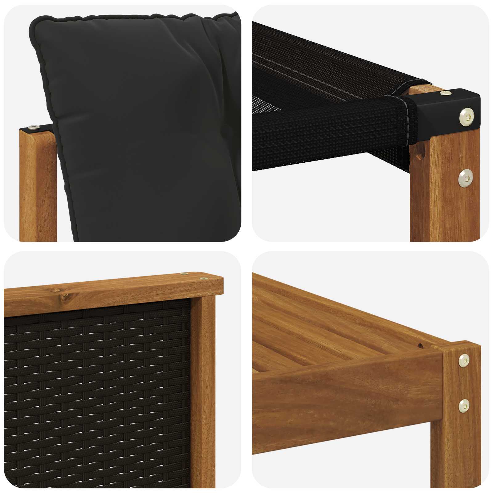Conjunto de sofás de exterior con cojín 7 pcs Natural y negro