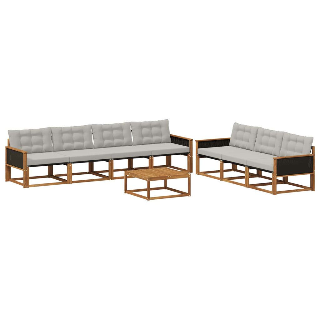 Conjunto de sofás de exterior 8 pcs Natural y Gris Claro