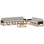 Conjunto de sofás de exterior 8 pcs Natural y Gris Claro