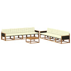 Conjunto de sofás de exterior con cojín 9 pcs Natural y Crema