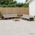 Conjunto de sofás de exterior 9 pcs Natural y Gris Claro