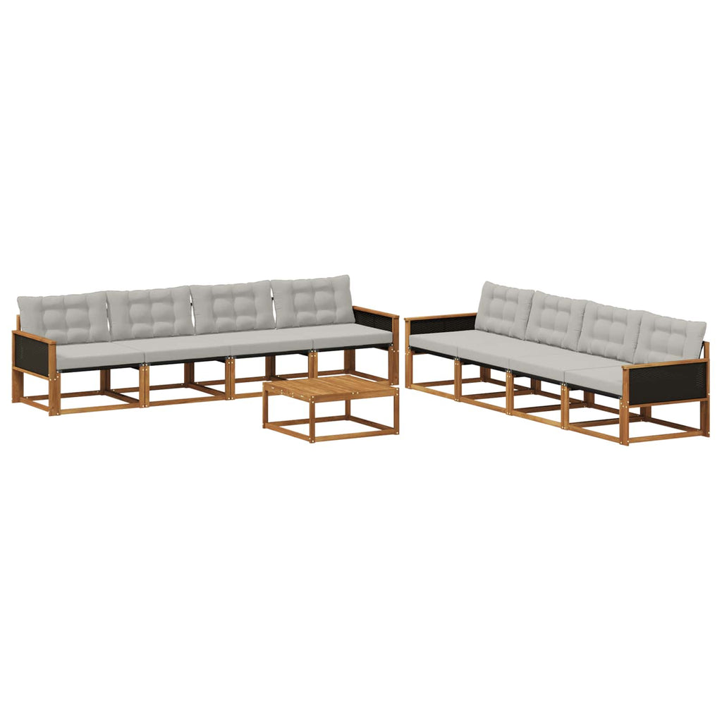 Conjunto de sofás de exterior 9 pcs Natural y Gris Claro