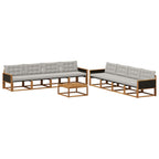 Conjunto de sofás de exterior 9 pcs Natural y Gris Claro