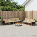 Conjunto de sofás de exterior con cojín 9 pcs Natural y Beige