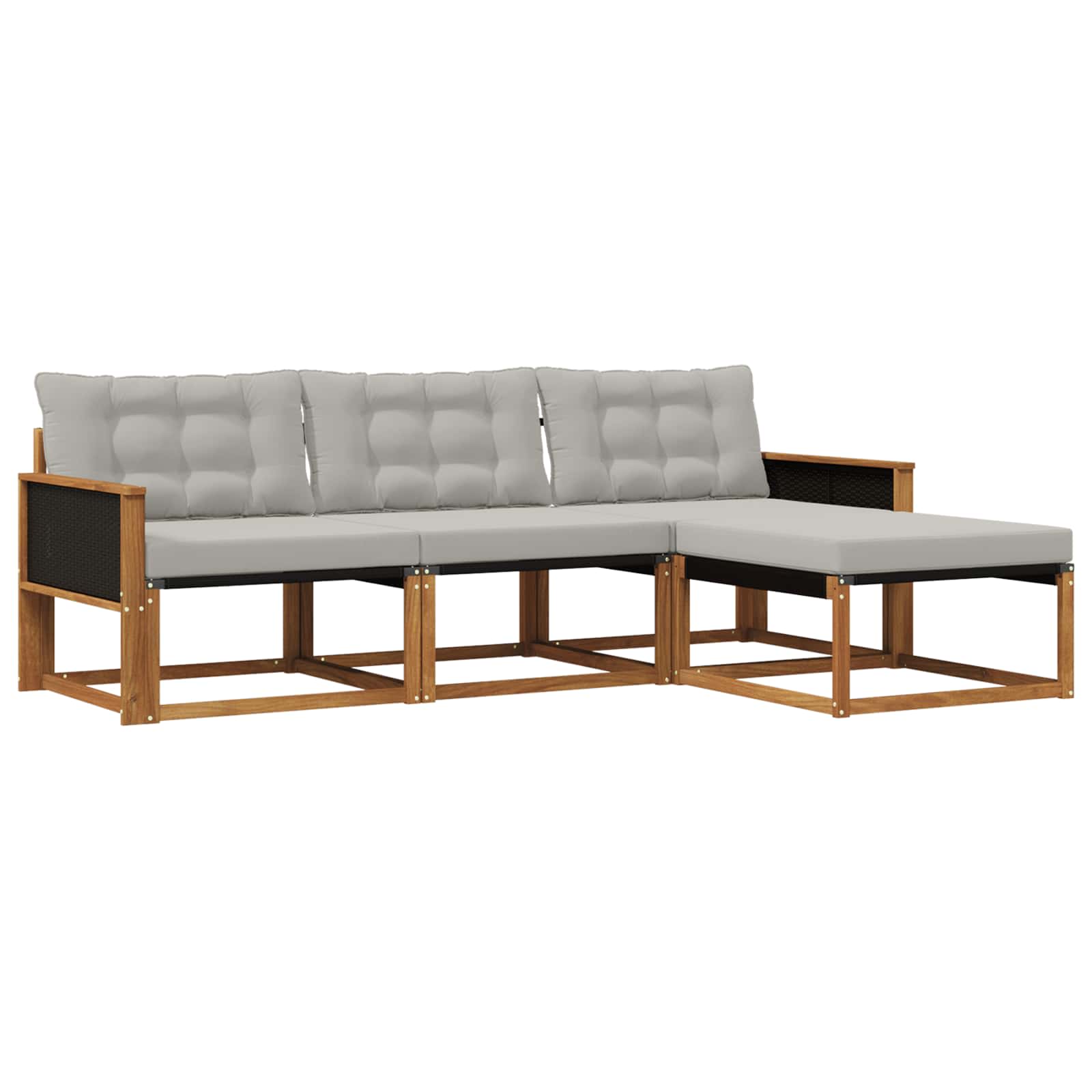 Conjunto de sofás de exterior 4 pcs Natural y Gris Claro