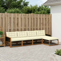 Conjunto de sofás de exterior con cojín 5 pcs Natural y Crema
