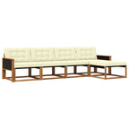 Conjunto de sofás de exterior con cojín 5 pcs Natural y Crema