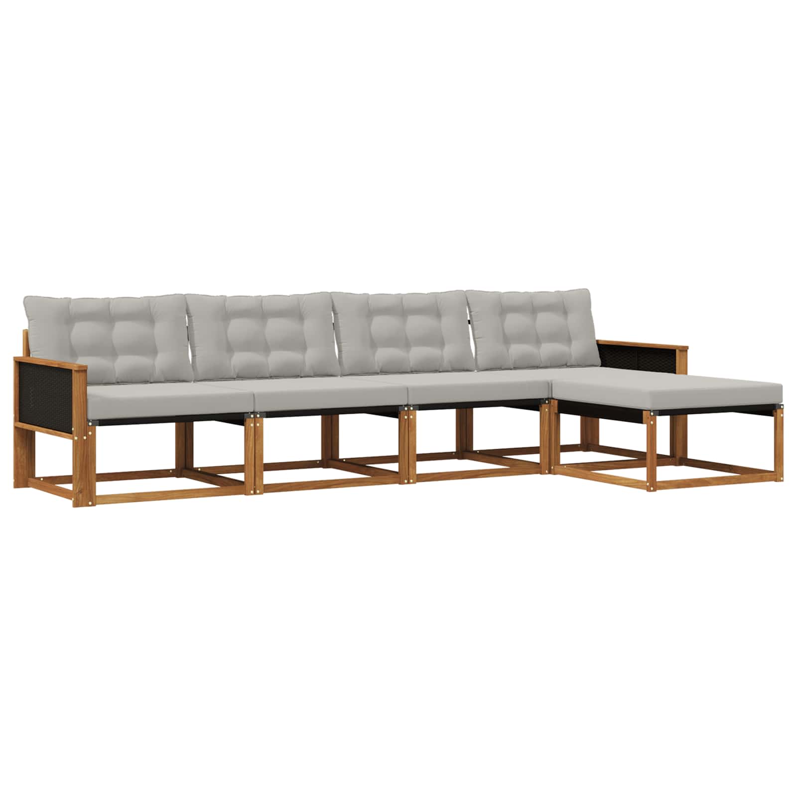 Conjunto de sofás de exterior 5 pcs Natural y Gris Claro