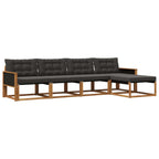 Conjunto de sofás de exterior con cojín 5 pcs Natural y negro