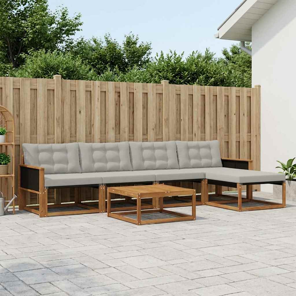 Conjunto de sofás de exterior 6 pcs Blanco y Crema