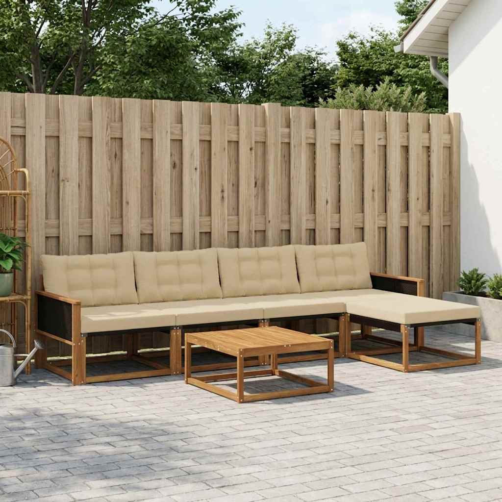 Conjunto de sofás de exterior 6 pcs Blanco y Crema