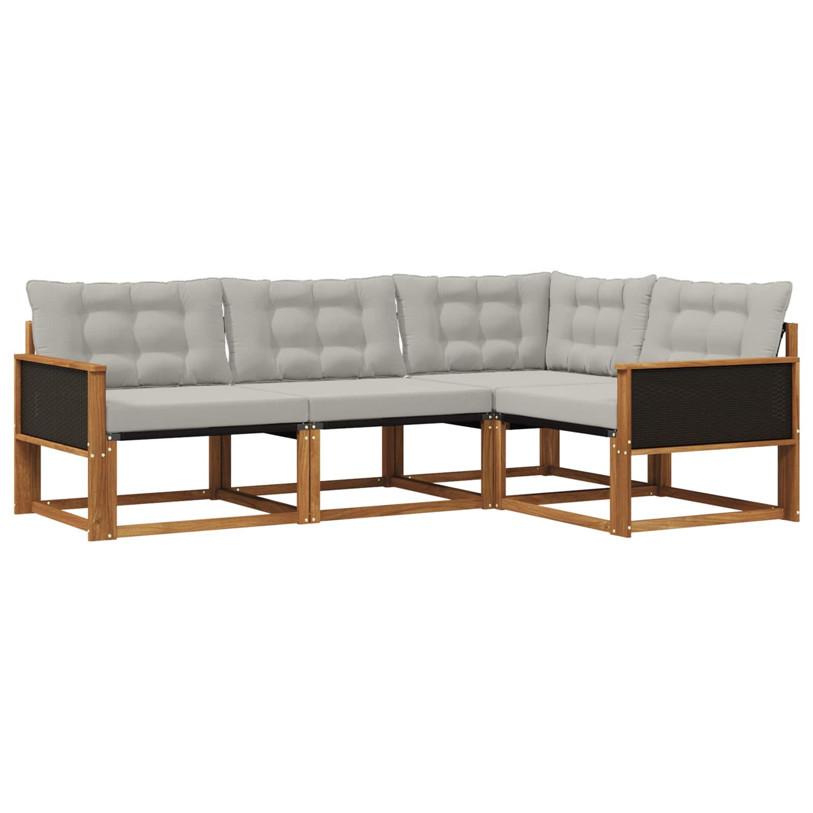 Conjunto de sofás de exterior 4 pcs Natural y Gris Claro