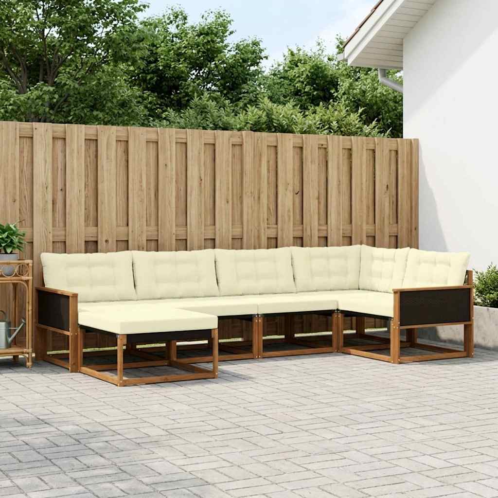 Conjunto de Sofás de Exterior 6 pçs Branco e Cinzento Claro