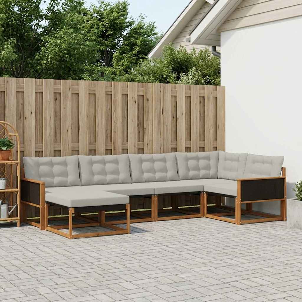 Conjunto de Sofás de Exterior 6 pçs Branco e Cinzento Claro