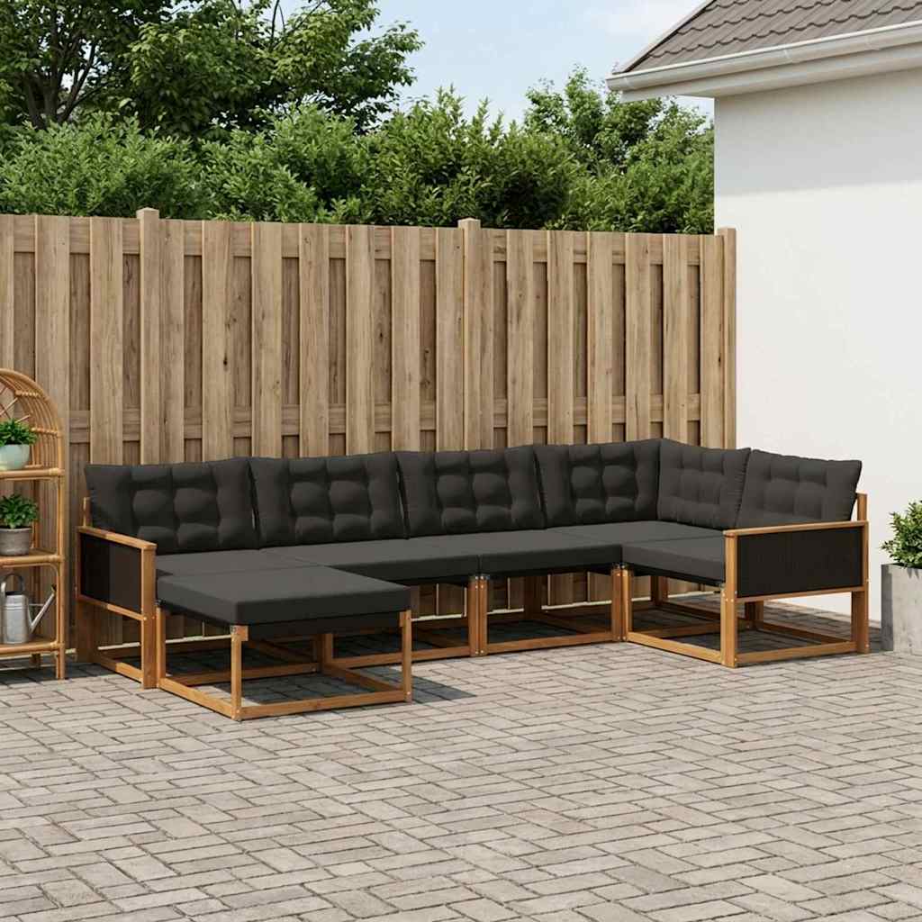 Conjunto de Sofás de Exterior 6 pçs Branco e Cinzento Claro