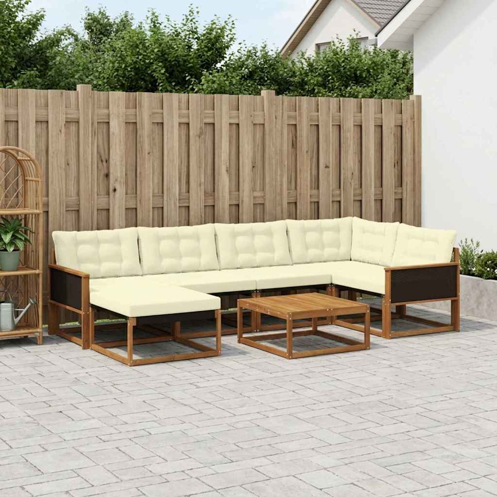 Conjunto de sofás de exterior 7 pcs Blanco y Crema