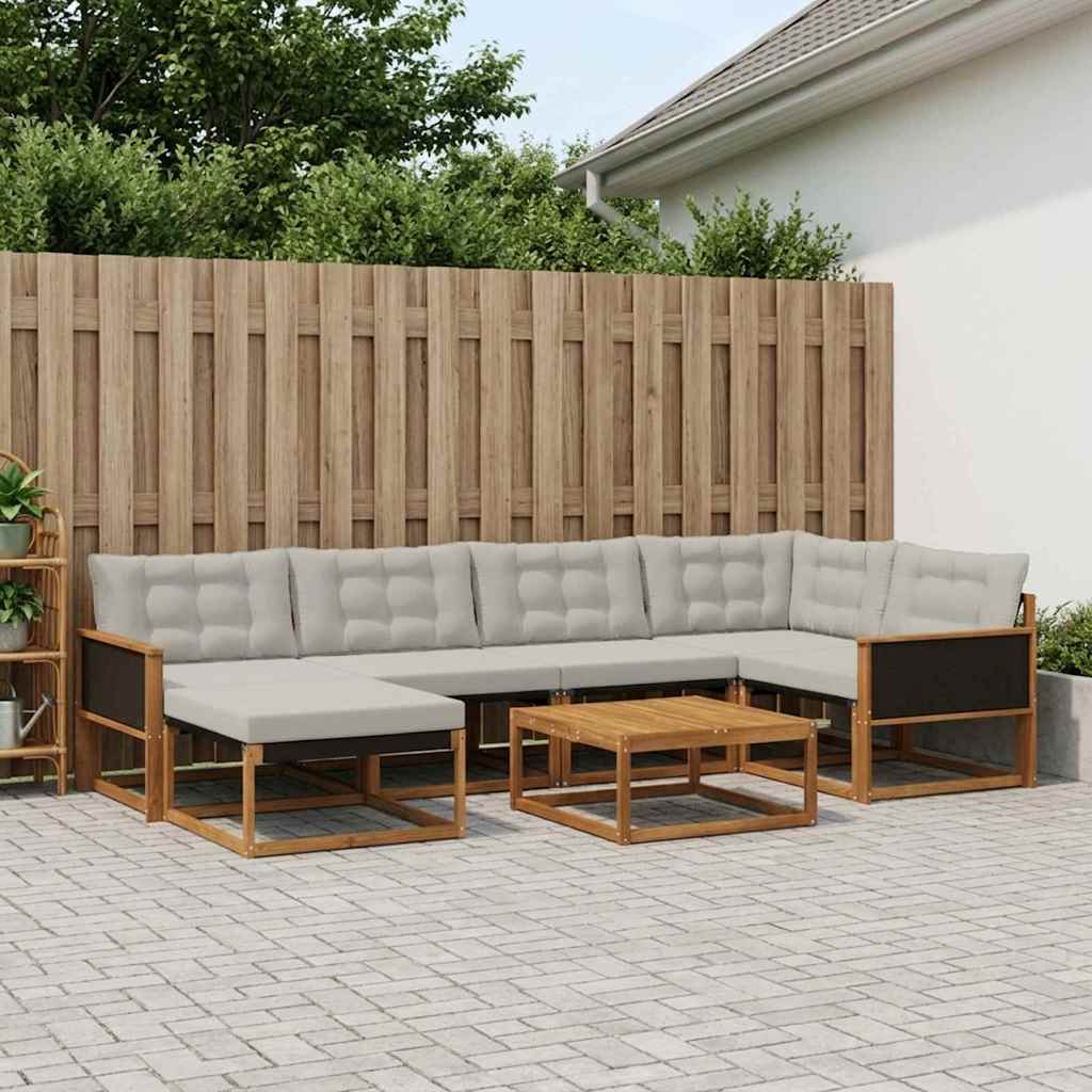 Conjunto de sofás de exterior 7 pcs Blanco y Crema