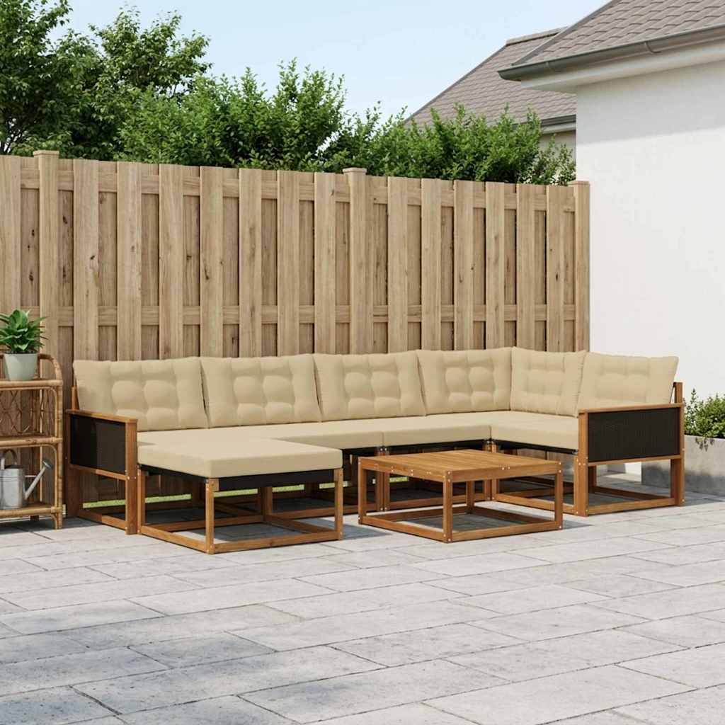 Conjunto de sofás de exterior 7 pcs Blanco y Crema