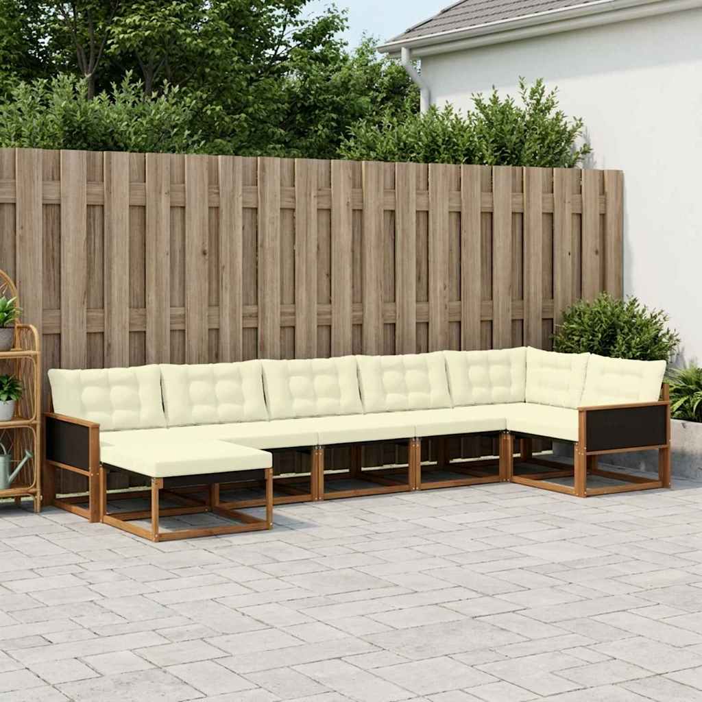 Conjunto de Sofás de Exterior 7 pçs Branco e Cinza Claro