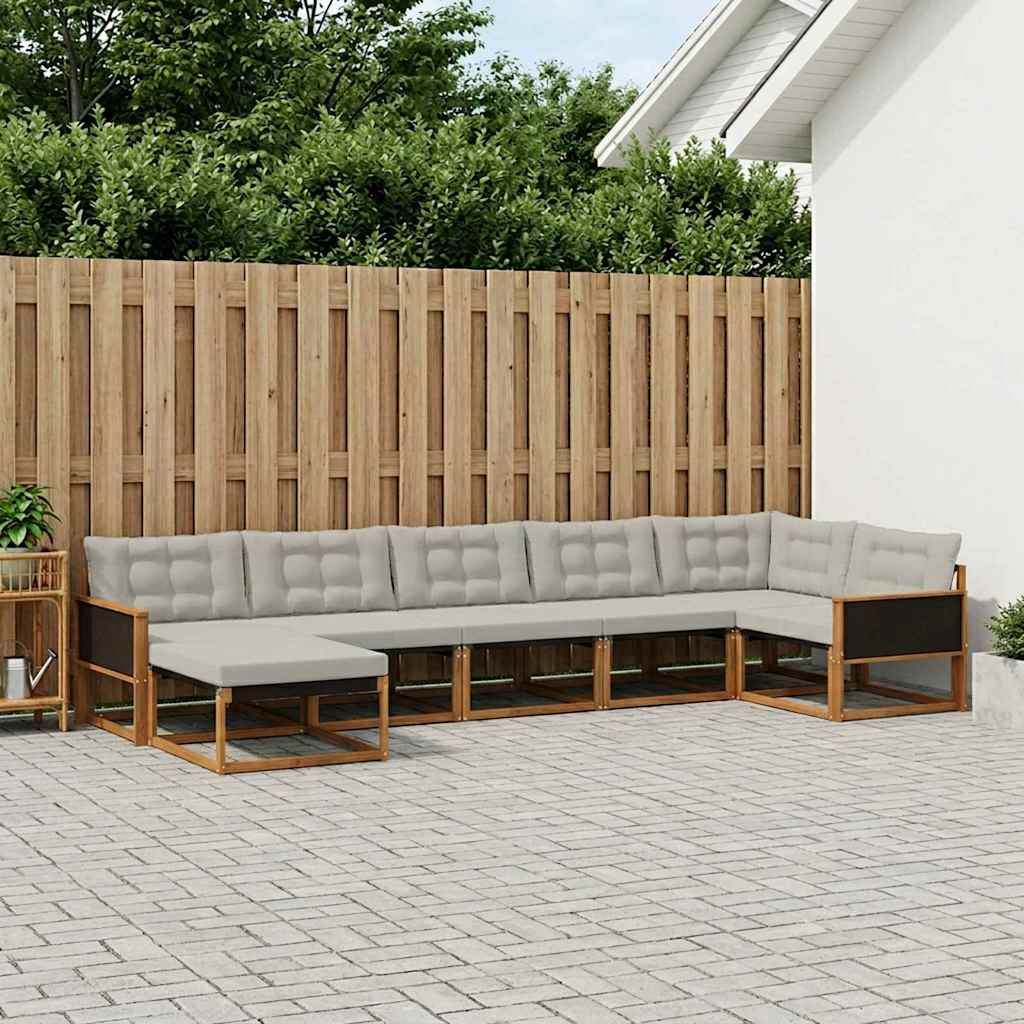 Conjunto de Sofás de Exterior 7 pçs Branco e Cinza Claro