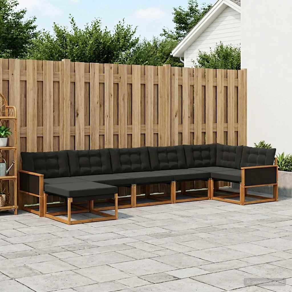 Conjunto de Sofás de Exterior 7 pçs Branco e Cinza Claro