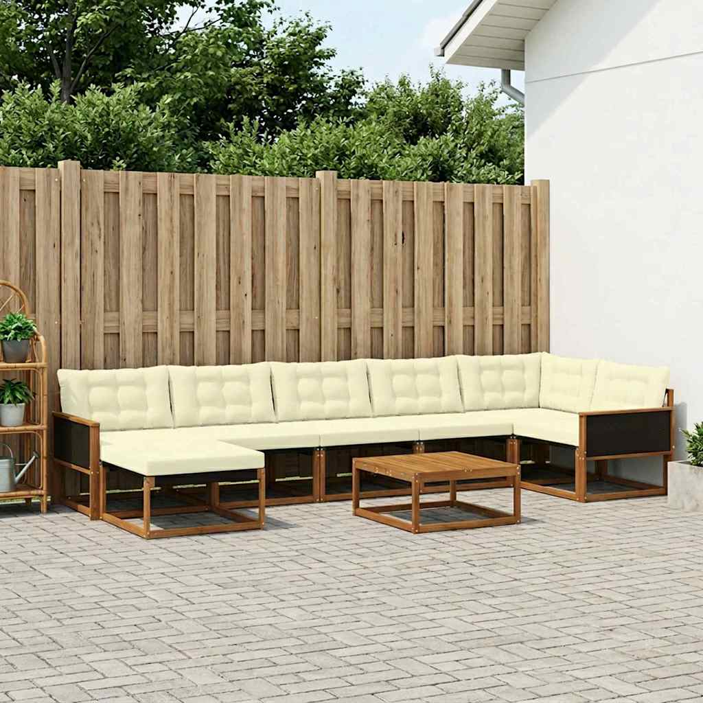 Conjunto de sofás de exterior 8 peças Branco e Creme