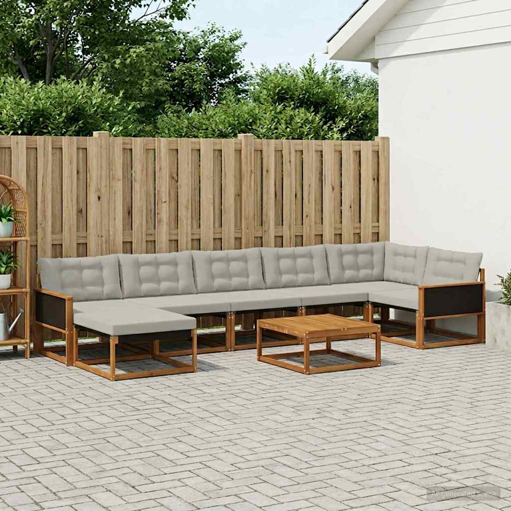 Conjunto de sofás de exterior 8 peças Branco e Creme