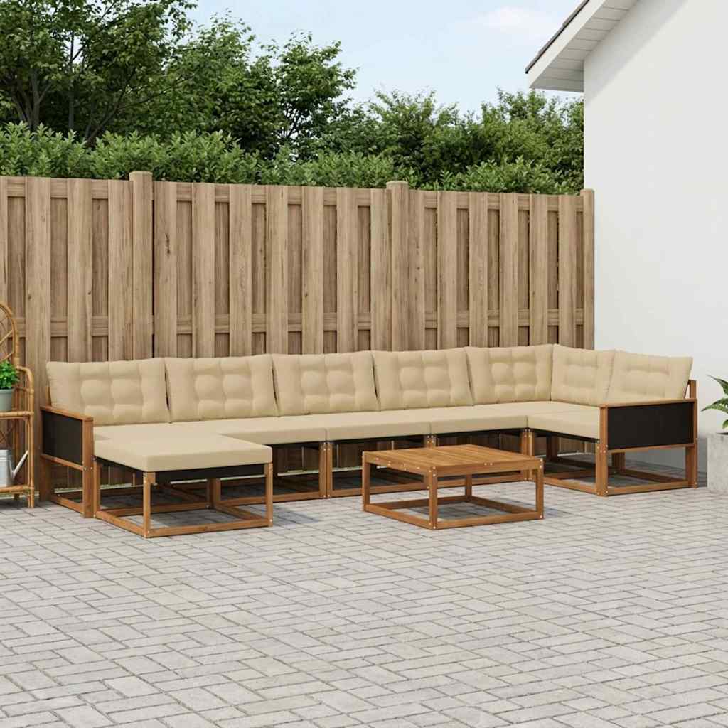 Conjunto de sofás de exterior 8 peças Branco e Creme