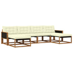 Conjunto de sofás de exterior con cojín 6 pcs Natural y Crema