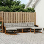 Conjunto de sofás de exterior 6 pcs Natural y Gris Claro