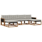 Conjunto de sofás de exterior 6 pcs Natural y Gris Claro