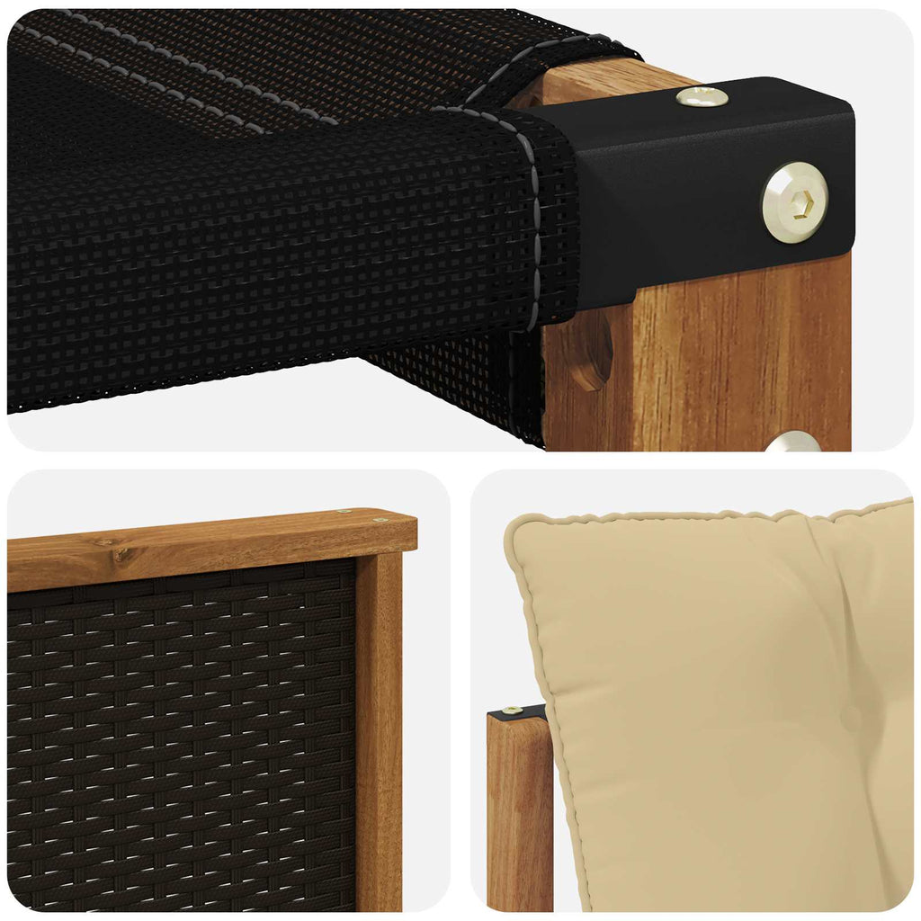 Conjunto de sofás de exterior con cojín 6 pcs Natural y Beige