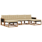 Conjunto de sofás de exterior con cojín 6 pcs Natural y Beige