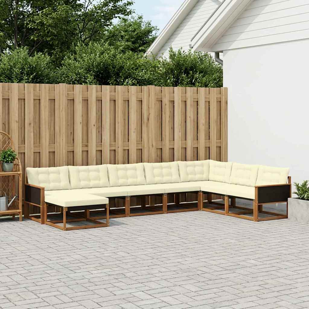 Conjunto de sofás de exterior 8 pcs Blanco y Gris Claro