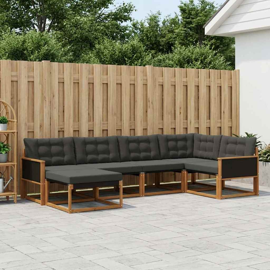 Conjunto de sofás de exterior 8 pcs Blanco y Gris Claro
