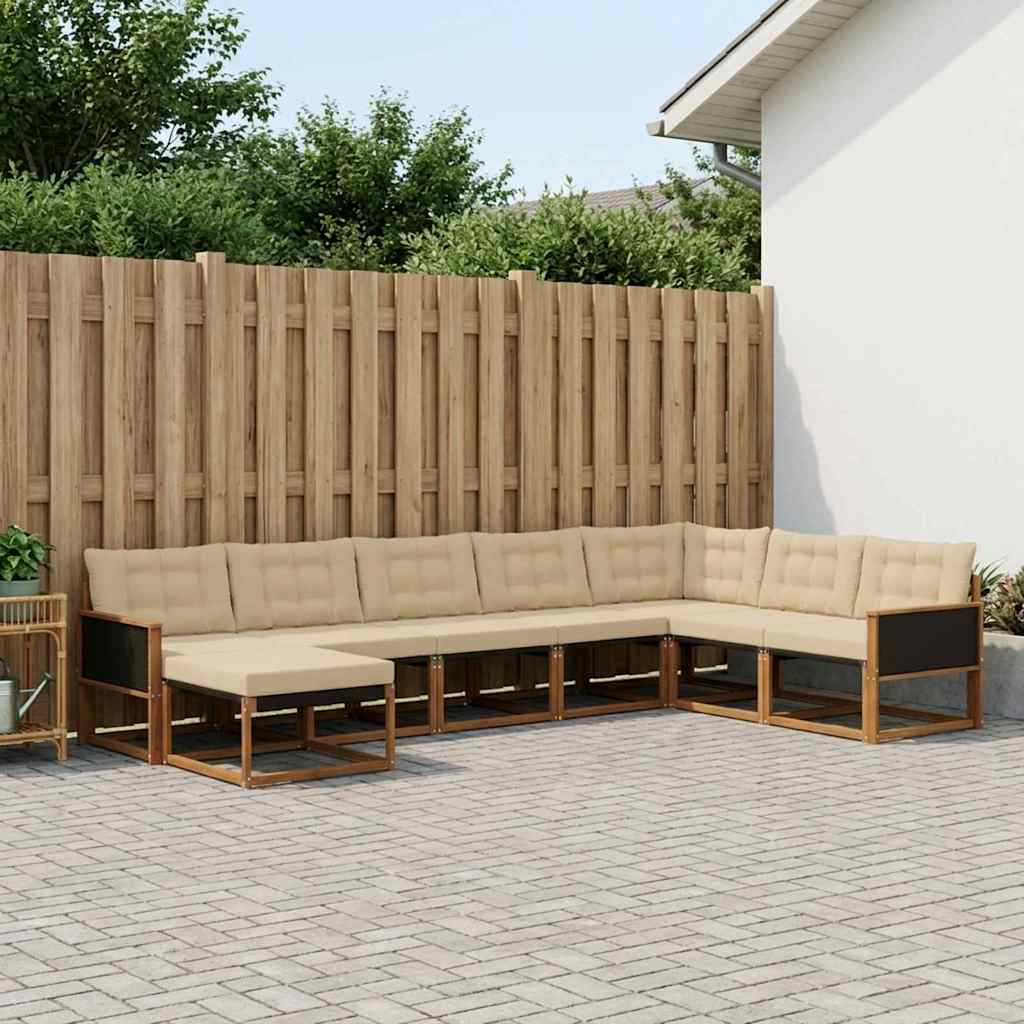 Conjunto de sofás de exterior 8 pcs Blanco y Gris Claro